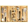 VaeFae Bamboo Silverware Drawer Organizer, 6 Slots, Natural