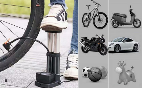 Foot Pump Inflator with Accurate Pressure Gauge Double Cylinders Anti Slip Pedal Bikes High Pressure Motorbike Foot Air Pump