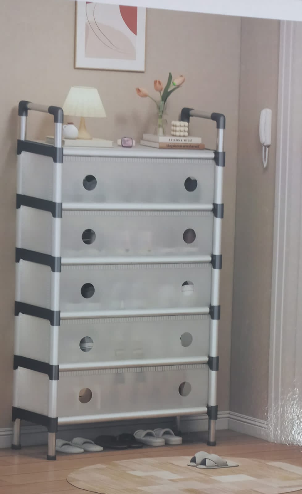 Multilayer Shoe Rack Space Saving Plastic Shoe Storage Rack Anti-Slip Multifunctional Shoe Shelf for Dorm Apartment Rental House