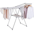 Sakugi Clothes Drying Rack with Height-Adjustable Wings, Metal Foldable Laundry Dryer Stand for Clothing & Bedding, Free-Standing Collapsible for Indoor & Outdoor Use
