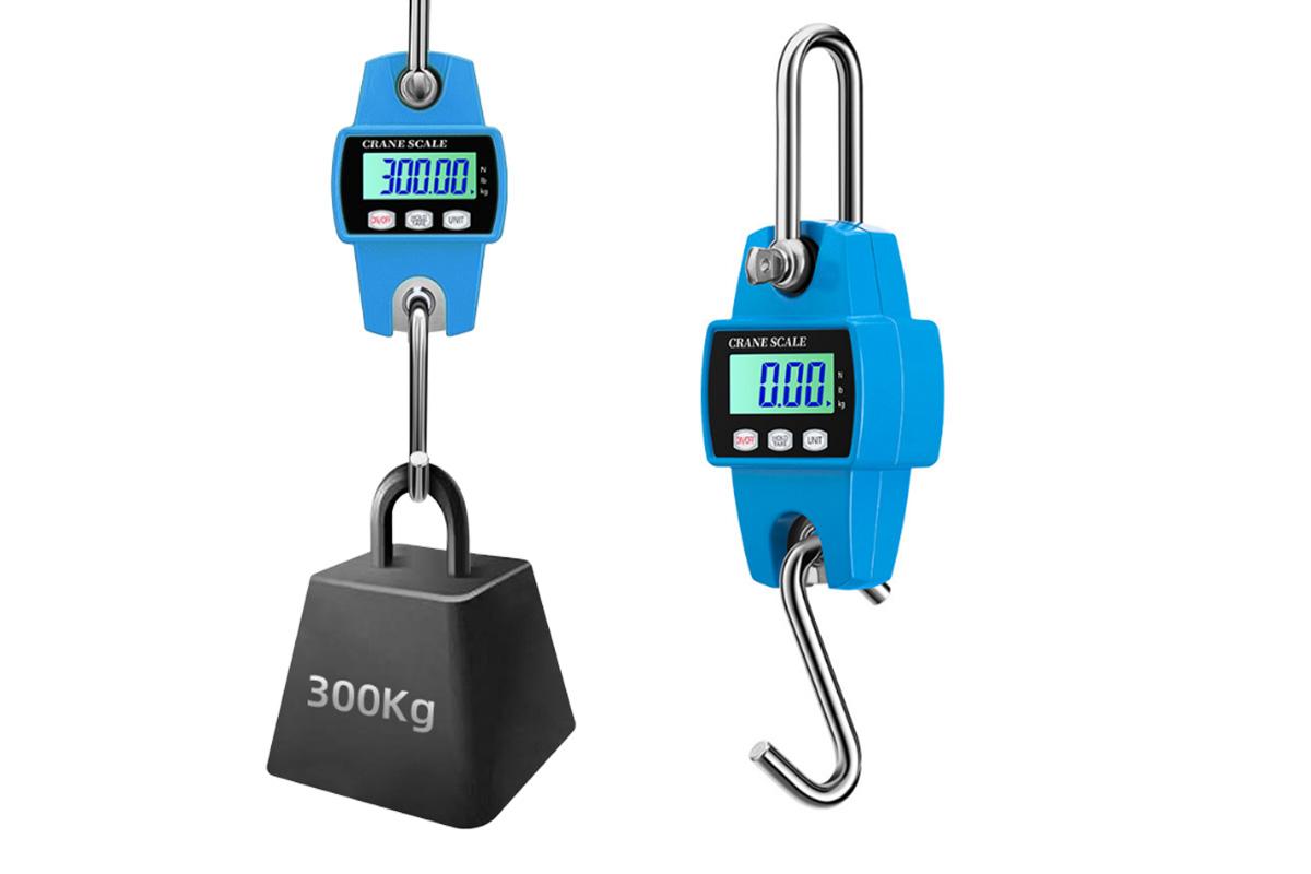 300kg Precision LCD Crane Scale Portable Electronic Stainless Steel Hook Hanging Scales Digital Industrial Health Weight Kg/Lb/N