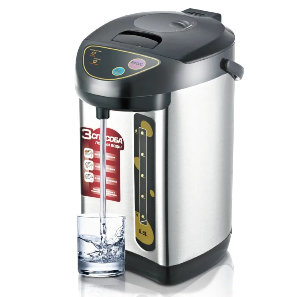 NutriChef Hot Water Urn Pot 3.38 QT, Insulated Stainless Steel Hot Water Dispenser & Boiler, Auto & Manual Dispense, Safety Lock, Electric Kettle