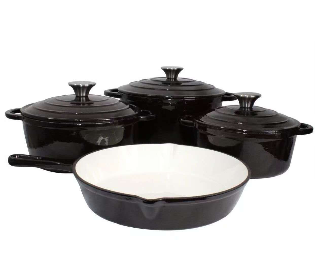 Kitchen Academy Enameled Cast Iron Cookware Sets - 7Pcs Pots and Pans Set Non Toxic, Induction Dutch Oven Set, PFOA&PFAS Free