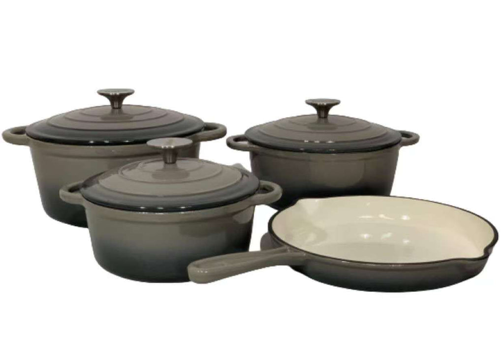 Kitchen Academy Enameled Cast Iron Cookware Sets - 7Pcs Pots and Pans Set Non Toxic, Induction Dutch Oven Set, PFOA&PFAS Free