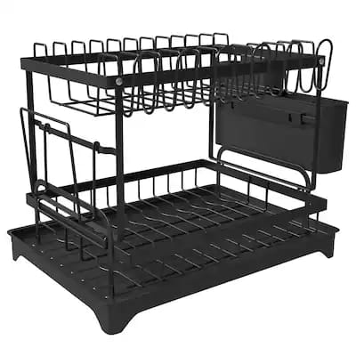 VNKZI Over Sink Dish Drying Rack, 3 Tier Full Stainless Steel Storage Adjustable Length (25.98'' to 36.61'') Kitchen Rack, Multifunctional Expandable Counter Organizer, Space Saver Dish Rack
