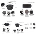 8 Piece Cast Iron Pots and Pans Set Cast Iron Skillets Bakeware And Square Grill Pan Camping Kitchen Cookware