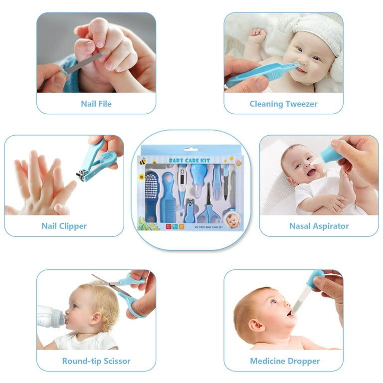 Baby Grooming Kit, Infant Safety Care Set with Hair Brush Comb Nail Clipper Nasal Aspirator,Baby Essentials Kit for Newborn Girls and Boys