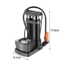 Foot Pump Inflator with Accurate Pressure Gauge Double Cylinders Anti Slip Pedal Bikes High Pressure Motorbike Foot Air Pump