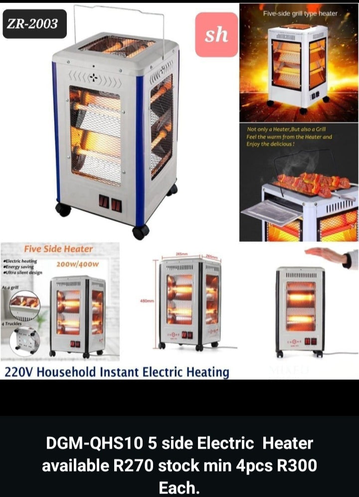 2KW Multi-function Air Heater Home Use Heater & Barbecue Dual-use Five-sided Speed Hot Electric Warmer Third Gear Adjustable