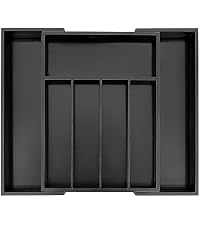 VaeFae Bamboo Silverware Drawer Organizer, 6 Slots, Natural